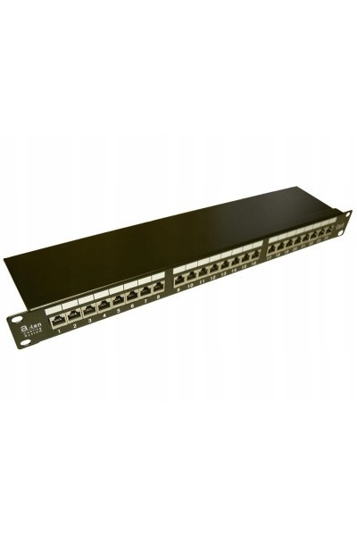 Patch panel A-Lan PK010 czarny 1U 19" STP kat. 6