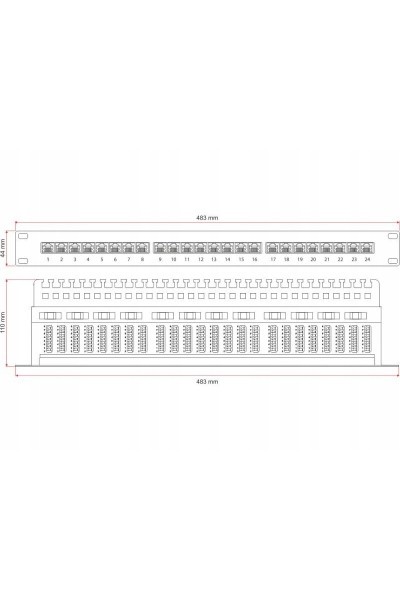 Patch panel A-Lan PK010 czarny 1U 19" STP kat. 6