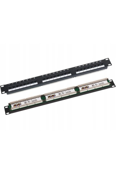 Patch panel 1U/19" UTP nieekranowany 24 porty kat. 6 złącza LSA Q-LANTEC