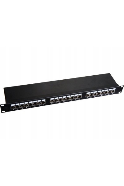 Patch panel 1U/19" STP ekranowany 24 port kat. 6 złącza LSA płaska Q-LANTEC