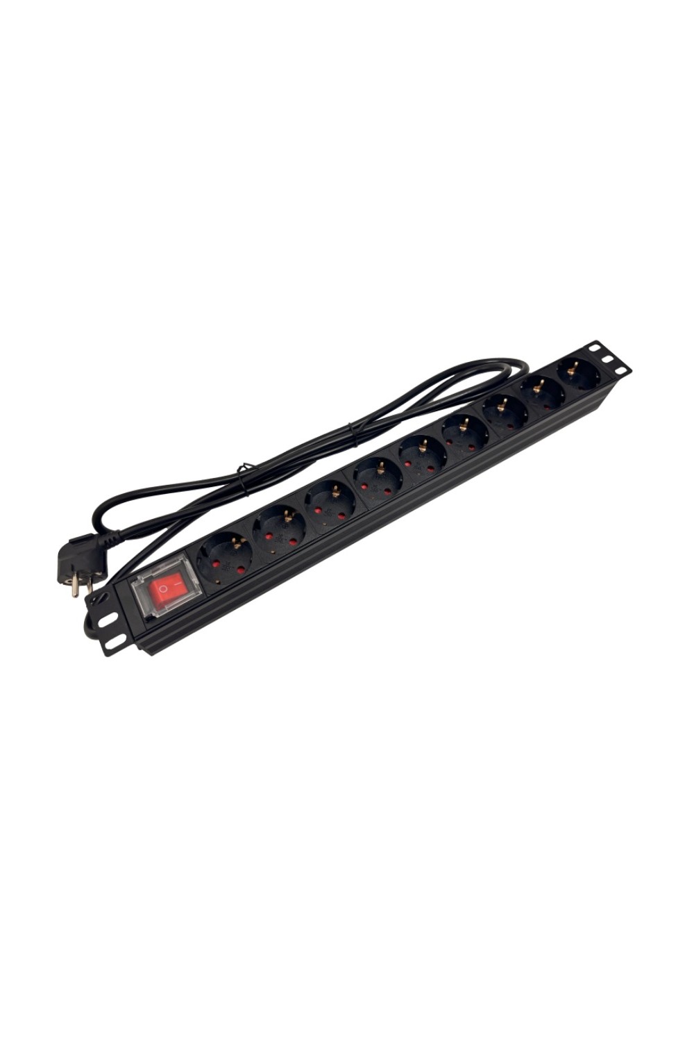 Listwa zasilająca 19" 230V - 9 gniazd (typu F - CEE 7/3 schuko), z wyłącznikiem LED, kabel 1,8m CEE 7/7 ALANTEC