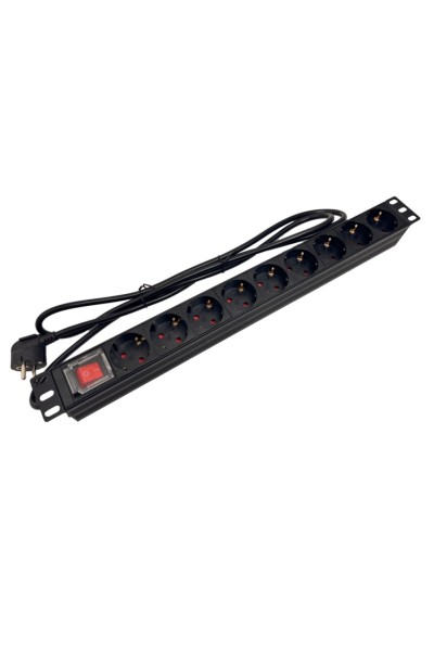 Listwa zasilająca 19" 230V - 9 gniazd (typu F - CEE 7/3 schuko), z wyłącznikiem LED, kabel 1,8m CEE 7/7 ALANTEC