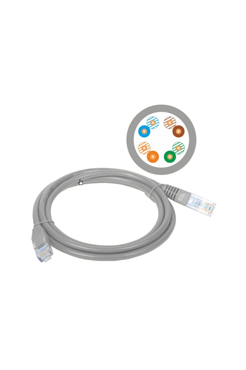 Patch-cord U/UTP kat.5e PVC 15.0m szary ALANTEC