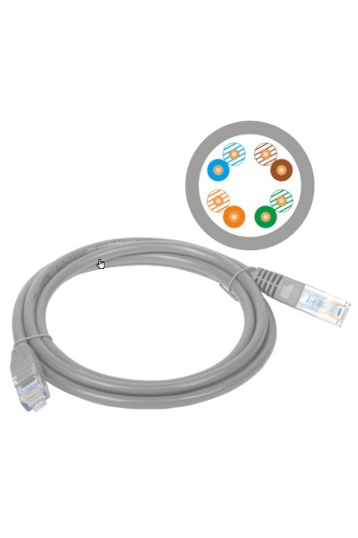 Patch-cord U/UTP kat.5e PVC 15.0m szary ALANTEC