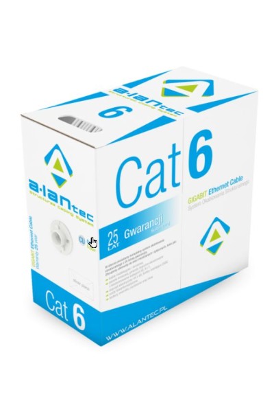 Kabel U/UTP kat.6 PVC Eca 4PR 305m 25 lat gwarancji, badanie jakości laboratorium INTERTEK (USA) ALANTEC