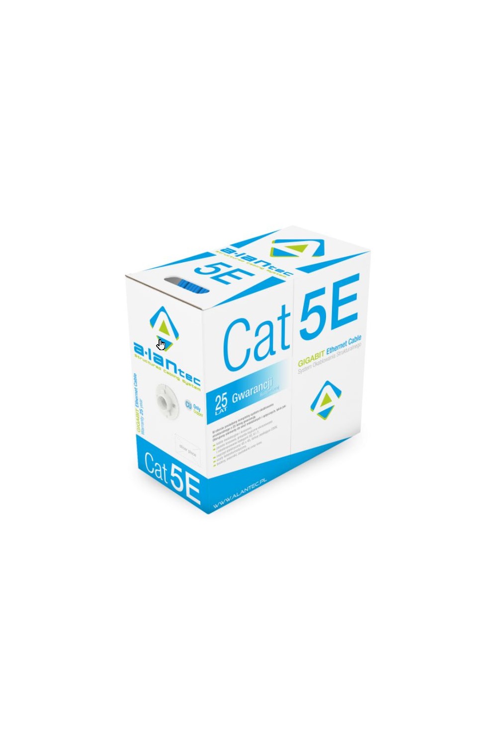 Kabel U/UTP kat.5e PVC Eca 4PR 305m (NIEBIESKA powłoka) 25 lat gwarancji, badanie jakości laboratorium INTERTEK (USA) ALANTEC