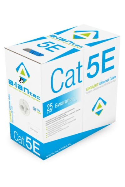 Kabel U/UTP kat.5e PVC Eca 4PR 305m (NIEBIESKA powłoka) 25 lat gwarancji, badanie jakości laboratorium INTERTEK (USA) ALANTEC