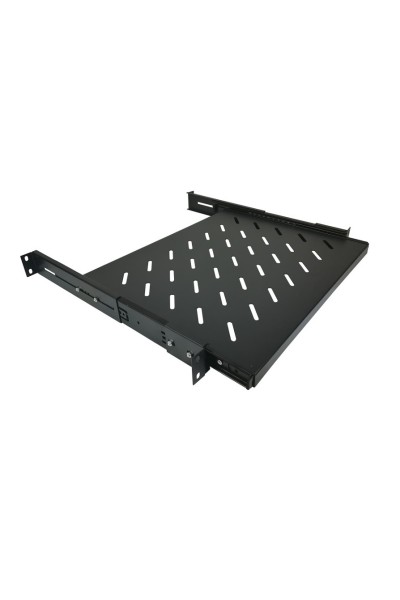 Półka do szafy 1U 19", głębokość 650mm, wysuwana, kolor czarny