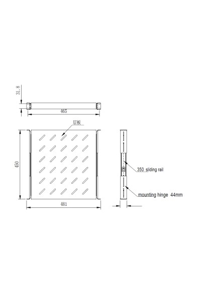 Półka wysuwana 1U do szafy rack 19″ 450 mm szara | F‑P.1U45‑WY‑GR