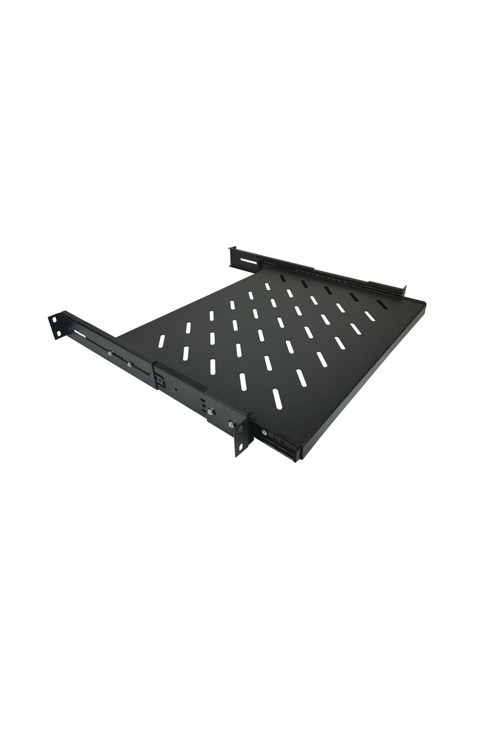 Półka wysuwana 1U do szafy rack 19″ 450 mm czarna| F‑P.1U45‑WY‑BL
