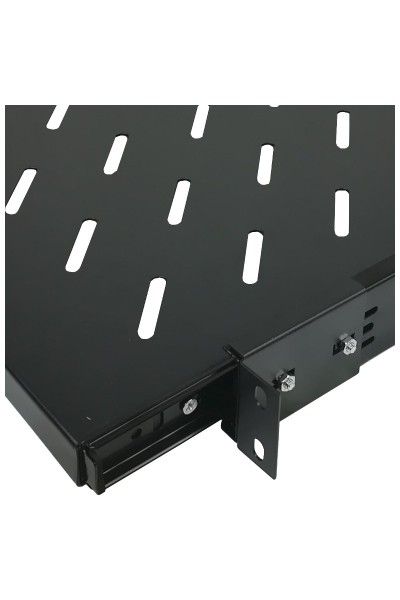 Półka wysuwana 1U do szafy rack 19″ 450 mm czarna| F‑P.1U45‑WY‑BL