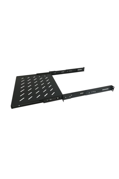 Półka wysuwana 1U do szafy rack 19″ 450 mm czarna| F‑P.1U45‑WY‑BL