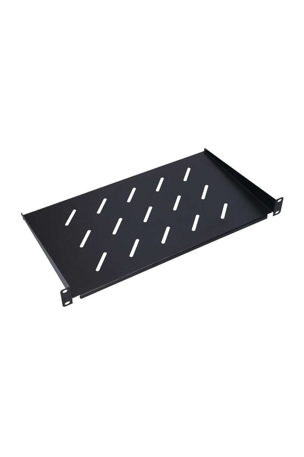 Półka perforowana 1U do szafy rack 19″ 270 mm czarna | F‑P.1U27‑BL