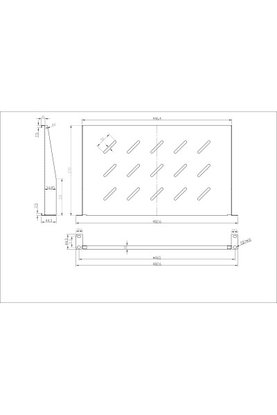 Półka perforowana 1U do szafy rack 19″ 270 mm czarna | F‑P.1U27‑BL