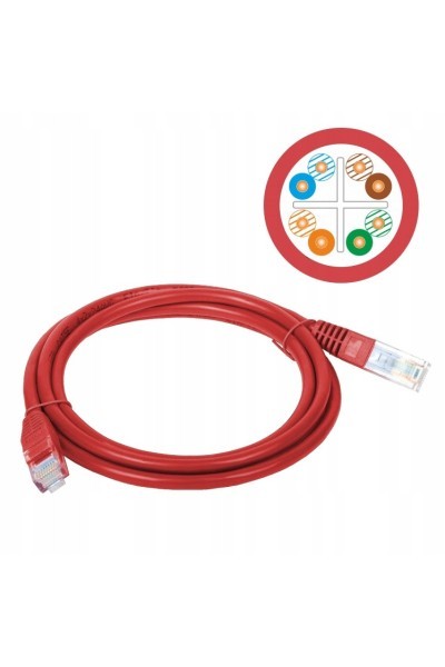 Patch-cord U/UTP kat.6 PVC 5.0m czerwony ALANTEC